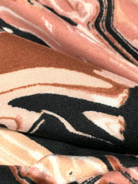 Muted Tan/Black/Russet/White Polyester/Lycra Marble Print Double Brushed Knit 58W