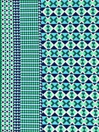 Dark Royal Blue/Dark Jungle Green/Multi Polyester/Lycra Double Border Geometric Print ITY Knit - Famous Dress Designer - 54W