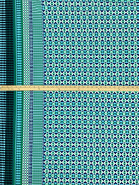 Dark Royal Blue/Dark Jungle Green/Multi Polyester/Lycra Double Border Geometric Print ITY Knit - Famous Dress Designer - 54W