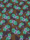 Dark Coffee Brown/Mediterranean Green/Dusty Eggplant 100% Rayon Floral Print Challis 56W