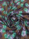 Dark Coffee Brown/Mediterranean Green/Dusty Eggplant 100% Rayon Floral Print Challis 56W