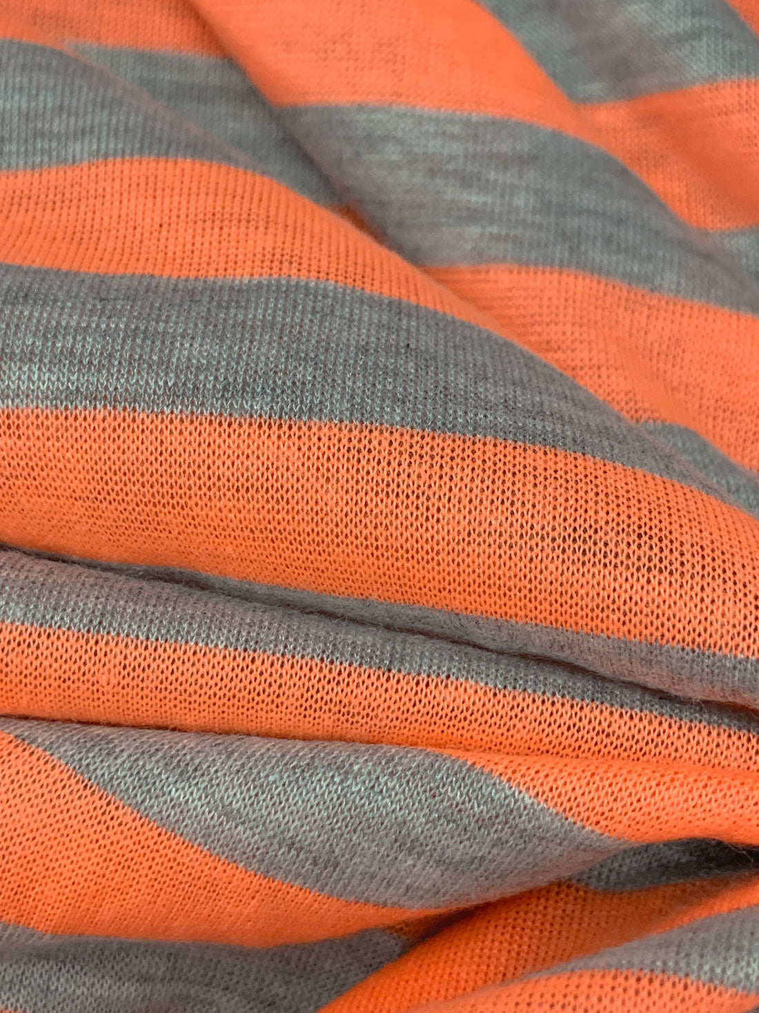 Bright Coral/Heathered Gray Polyester/Lycra Horizontal Stripe Jersey Knit 59W