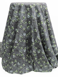 Iron Gray/Forest Green/Dark Plum/Multi 100% Rayon Floral Branches Print Challis 58W