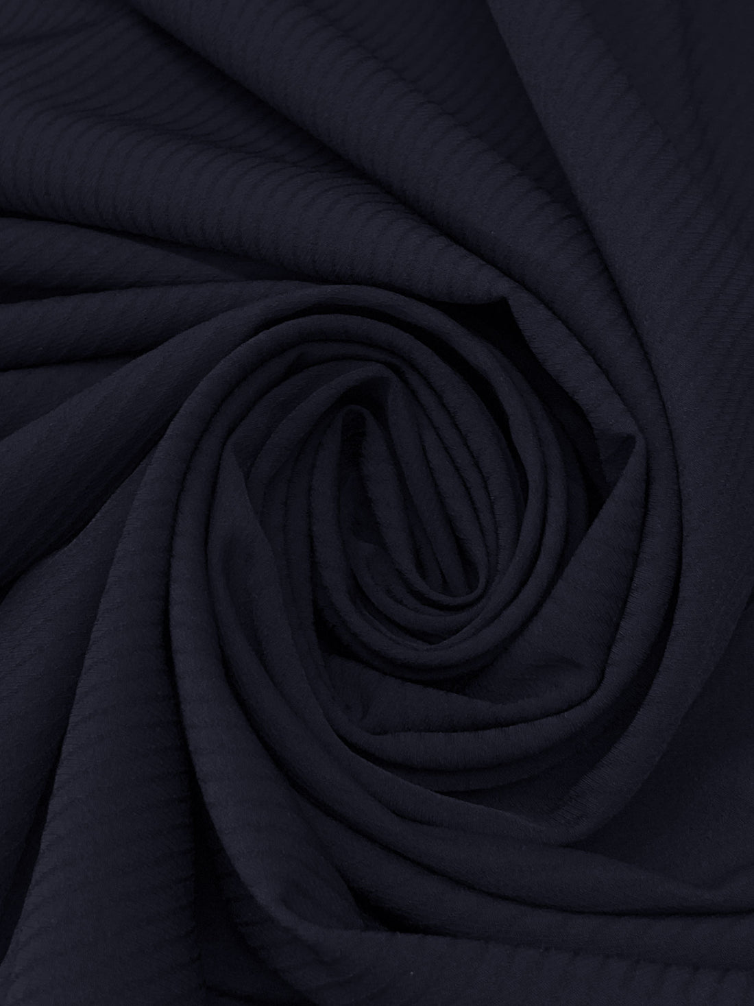 Deep Navy 100% Polyester Raised Vertical Stripe Weave Stretch Suiting 59W