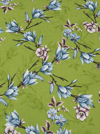 Antique Moss/Carolina Blue/Dark Plum/Multi 100% Rayon Floral Branches Print 56W