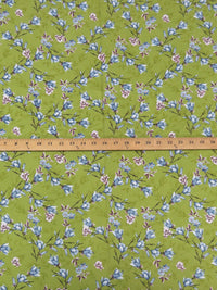 Antique Moss/Carolina Blue/Dark Plum/Multi 100% Rayon Floral Branches Print 56W