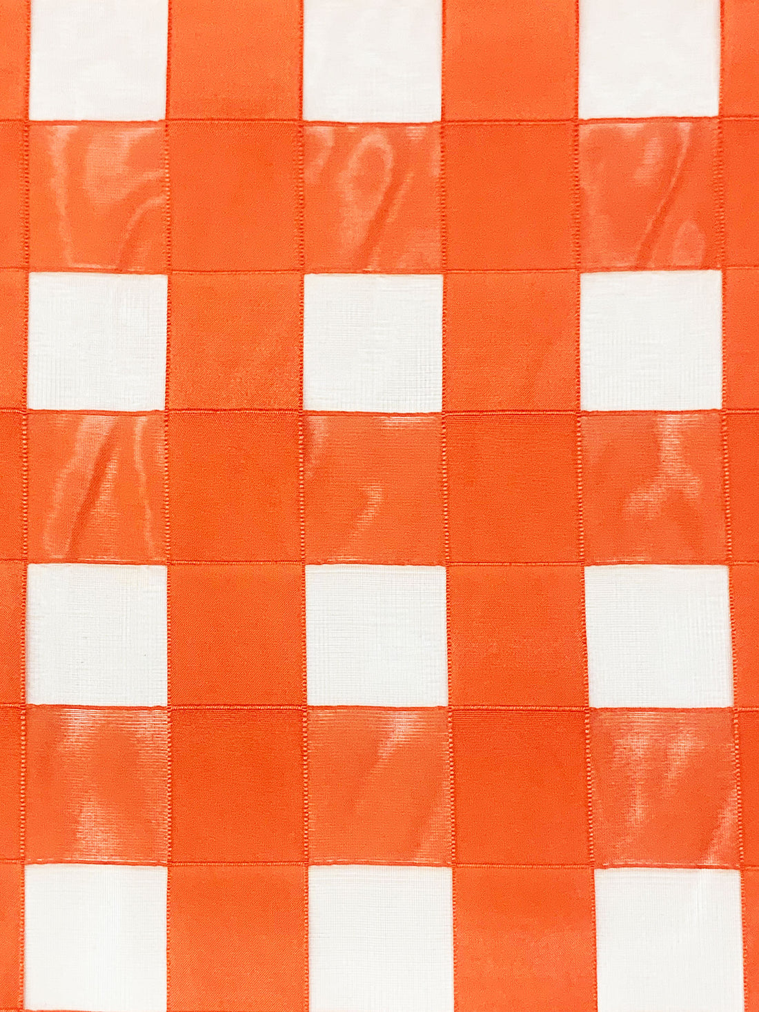 Brave Orange 100% Polyester Burnout Grid Organza-Like Woven 58W