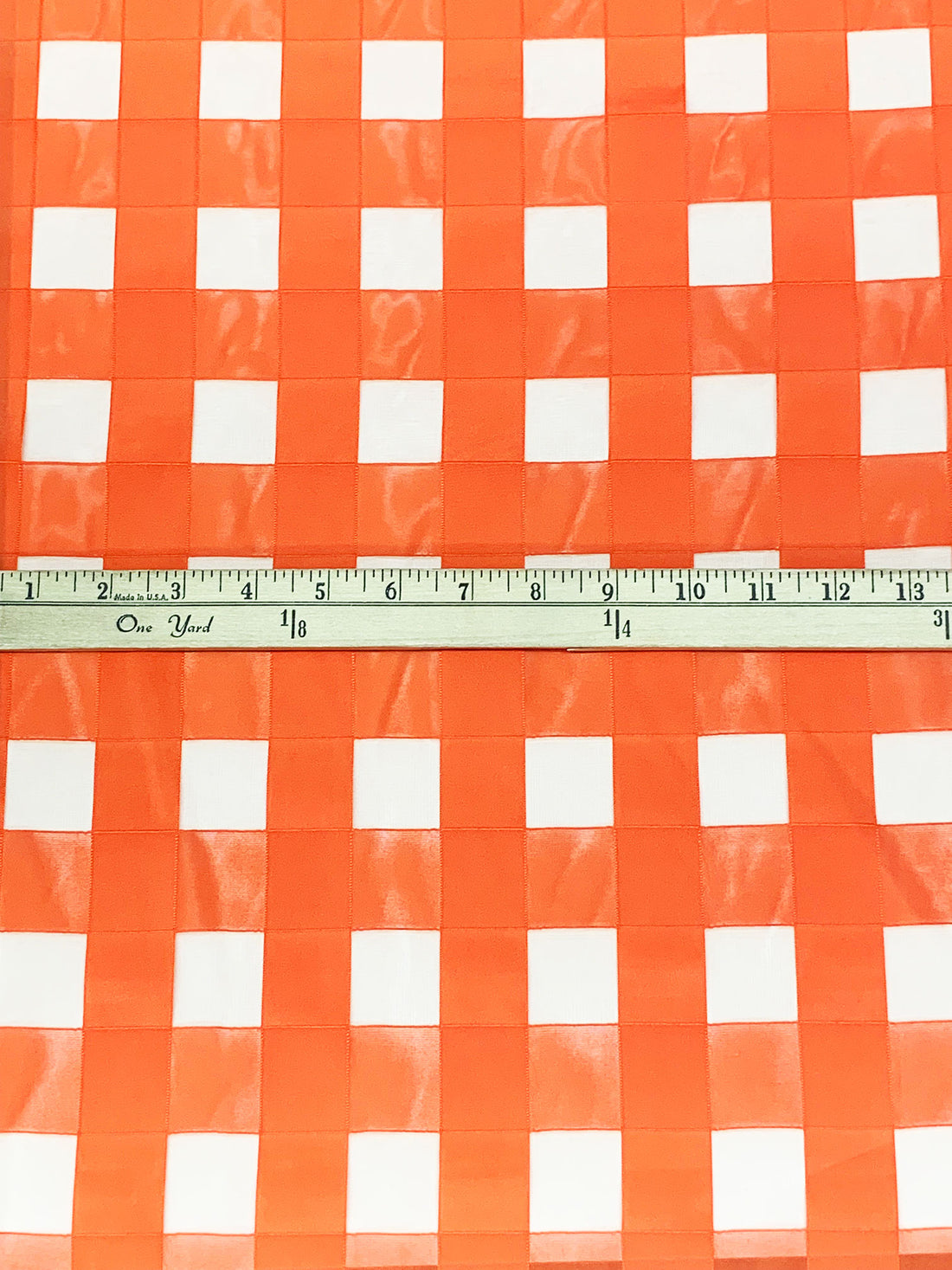 Brave Orange 100% Polyester Burnout Grid Organza-Like Woven 58W