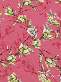 Deep Cherry Pink/Pale Goldenrod/Cabernet/Multi 100% Rayon Floral Print Challis 56W