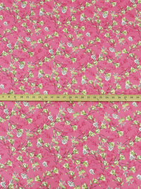 Deep Cherry Pink/Pale Goldenrod/Cabernet/Multi 100% Rayon Floral Print Challis 56W