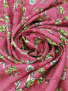 Deep Cherry Pink/Pale Goldenrod/Cabernet/Multi 100% Rayon Floral Print Challis 56W