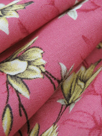 Deep Cherry Pink/Pale Goldenrod/Cabernet/Multi 100% Rayon Floral Print Challis 56W