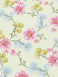 Pale Yellow Pear/Fruit Punch Pink/Powder Blue/Multi 100% Rayon Floral Print Challis 56W