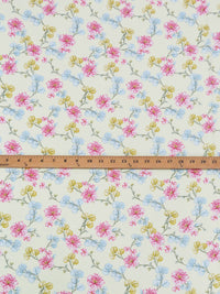 Pale Yellow Pear/Fruit Punch Pink/Powder Blue/Multi 100% Rayon Floral Print Challis 56W