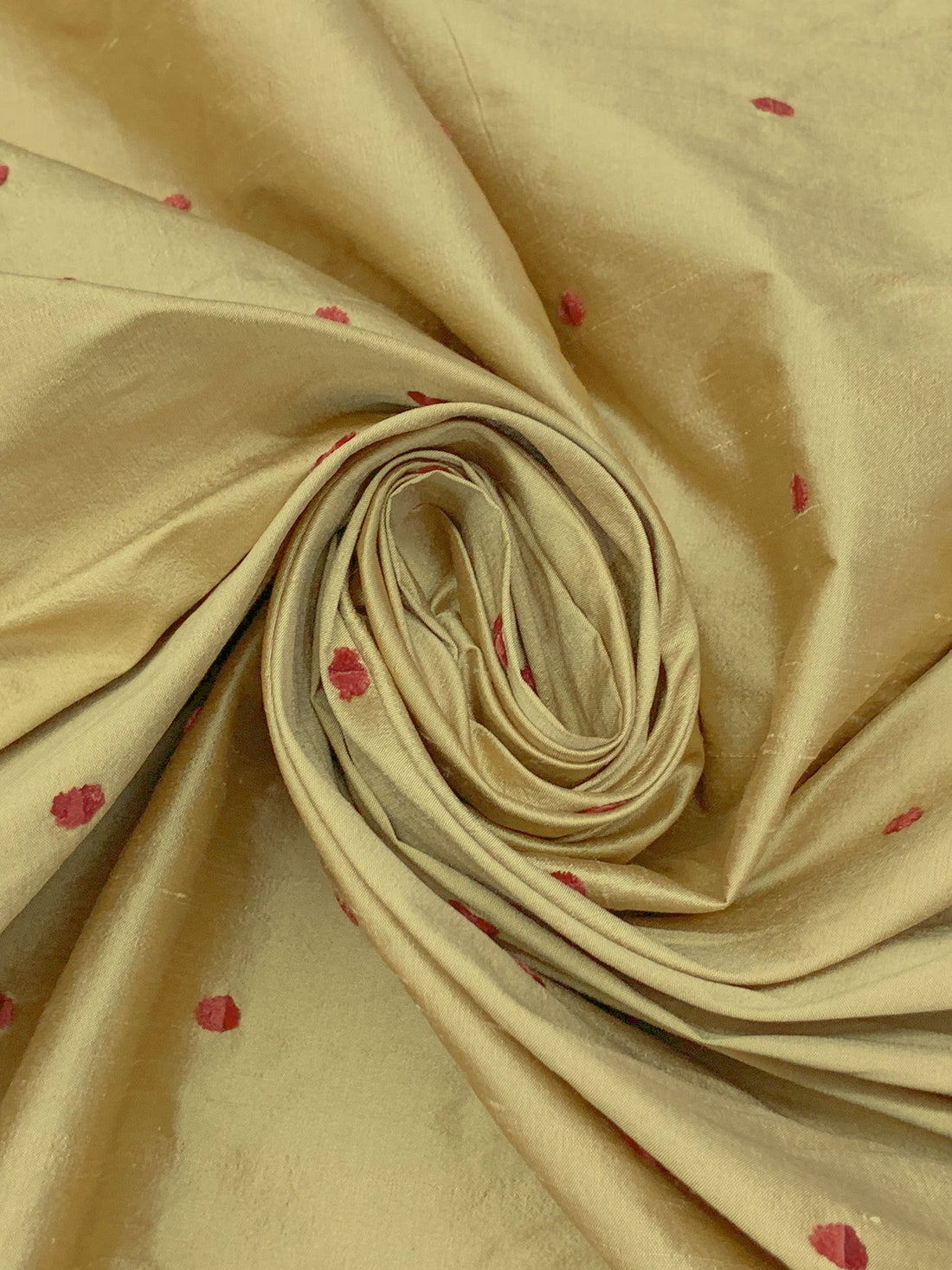 Camel/Medium Carmine 100% Silk Clip Dot Dupioni - NY Designer - 55W