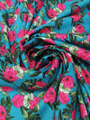 Munsell Blue/Fruit Punch Pink/Rifle Green/Multi 100% Rayon Floral Print Challis 58W