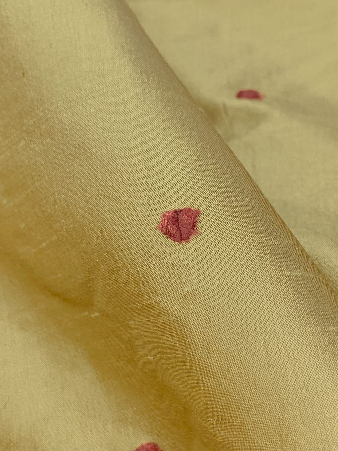 Camel/Medium Carmine 100% Silk Clip Dot Dupioni - NY Designer - 55W