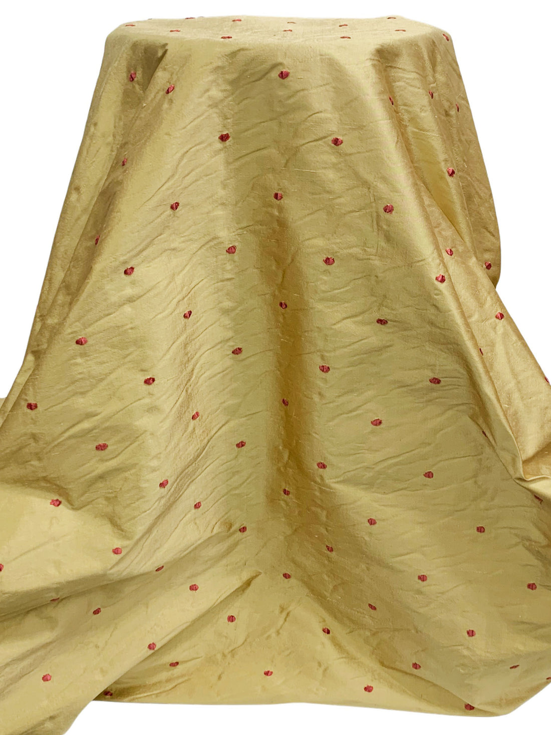 Camel/Medium Carmine 100% Silk Clip Dot Dupioni - NY Designer - 55W