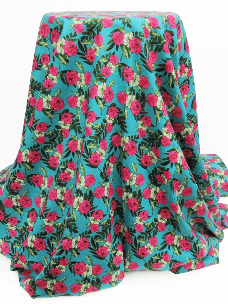 Munsell Blue/Fruit Punch Pink/Rifle Green/Multi 100% Rayon Floral Print Challis 58W