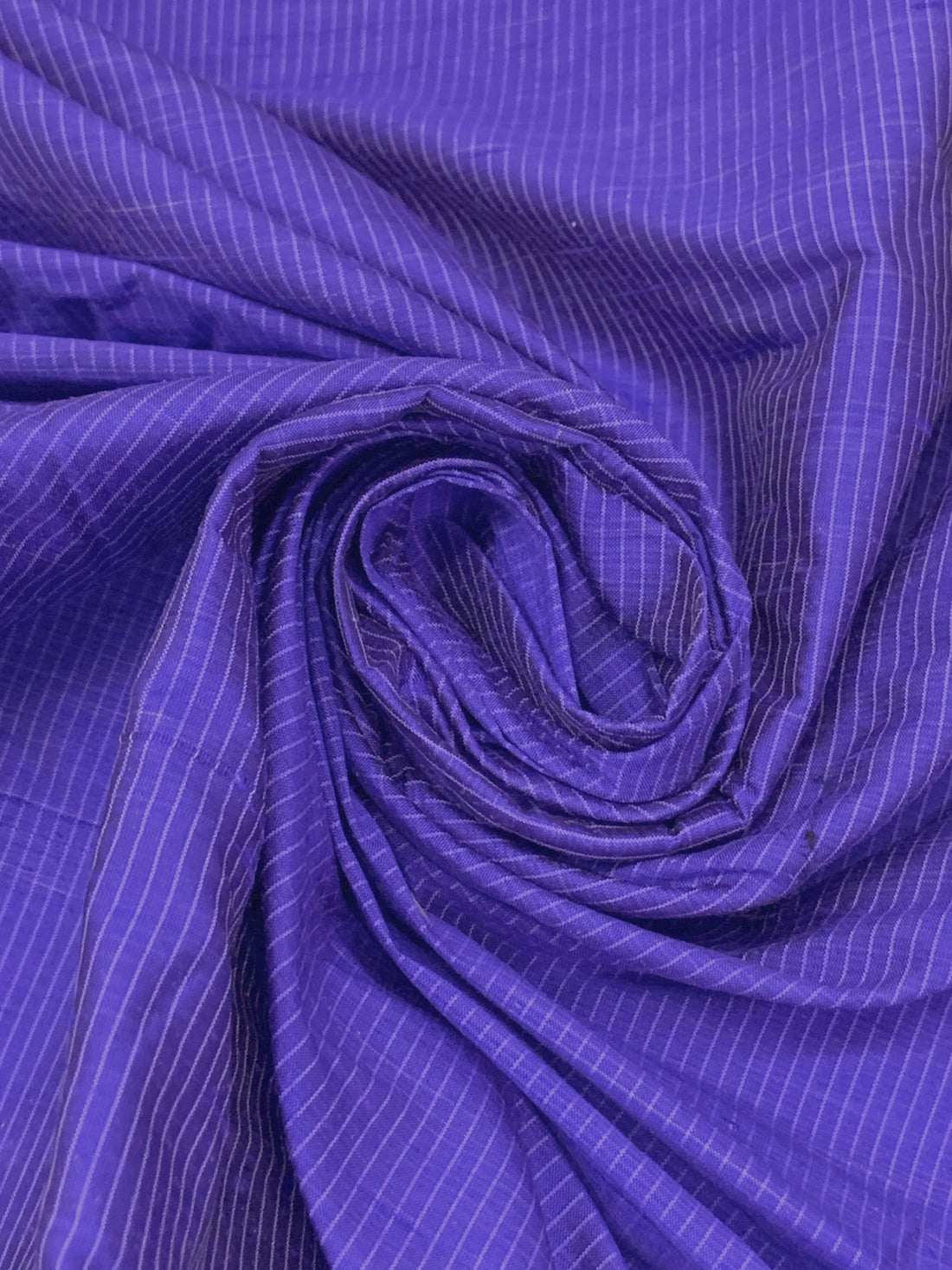 Iris Blue/White 100% Silk Vertical Stripe Shantung - NY Designer - 54W