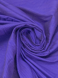 Iris Blue/White 100% Silk Vertical Stripe Shantung - NY Designer - 54W
