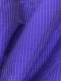 Iris Blue/White 100% Silk Vertical Stripe Shantung - NY Designer - 54W