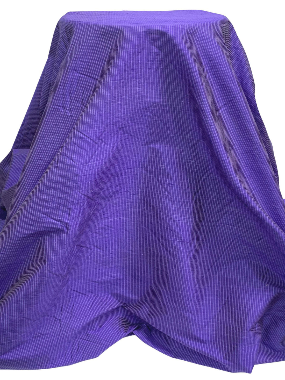 Iris Blue/White 100% Silk Vertical Stripe Shantung - NY Designer - 54W