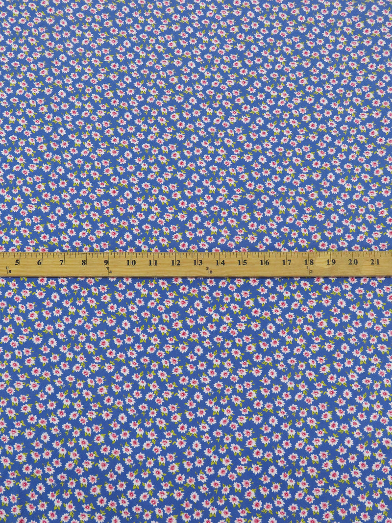 Dark Ultramarine Blue/Ballet Pink/Citron Green/Multi 100% Rayon Ditsy Floral Print Challis 58W