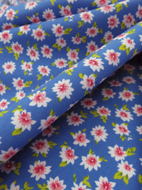 Dark Ultramarine Blue/Ballet Pink/Citron Green/Multi 100% Rayon Ditsy Floral Print Challis 58W