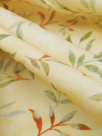 Butter Yellow/Moss/Burnt Orange/Multi 100% Rayon Foliage Print Challis 58W