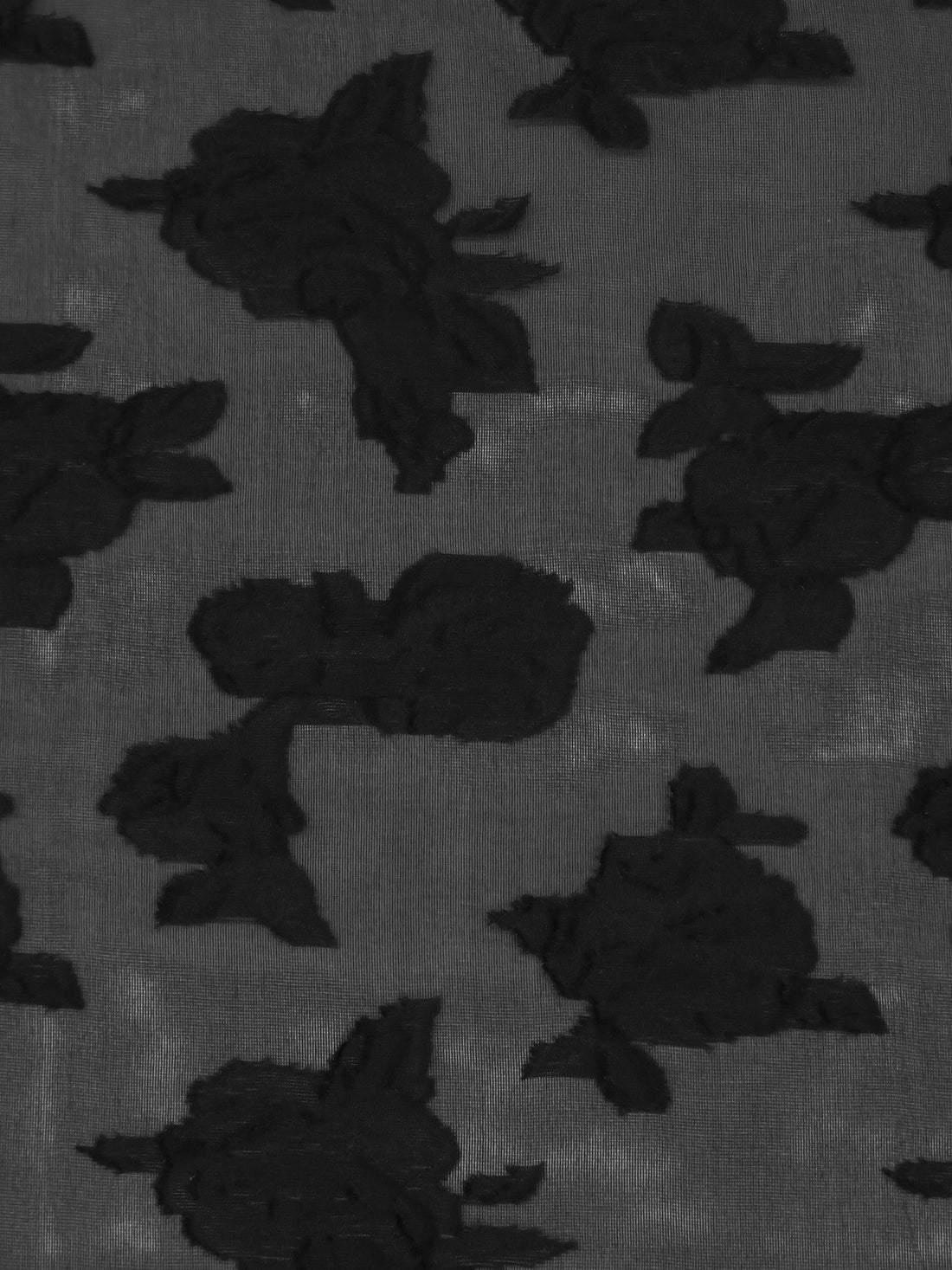 Black 100% Silk Rose Weave Jacquard Organza - NY Designer - 57W