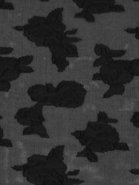 Black 100% Silk Rose Weave Jacquard Organza - NY Designer - 57W
