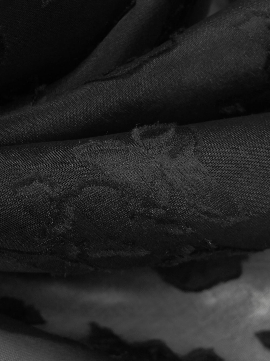 Black 100% Silk Rose Weave Jacquard Organza - NY Designer - 57W