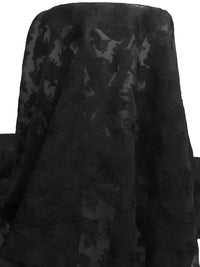 Black 100% Silk Rose Weave Jacquard Organza - NY Designer - 57W