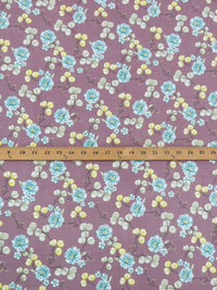 Dusty Orchid Purple/Pacific Blue/Butter Yellow/Multi 100% Rayon Floral Print Challis 54W