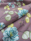 Dusty Orchid Purple/Pacific Blue/Butter Yellow/Multi 100% Rayon Floral Print Challis 54W