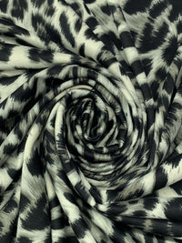 Muted Cream/Taupe/Black Polyester/Lycra Animal Print Ponte Knit 60W