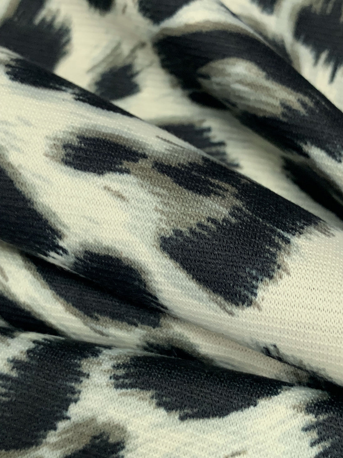 Muted Cream/Taupe/Black Polyester/Lycra Animal Print Ponte Knit 60W
