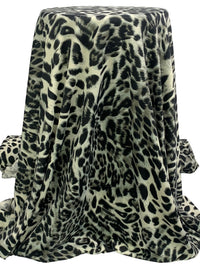 Muted Cream/Taupe/Black Polyester/Lycra Animal Print Ponte Knit 60W