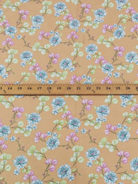 Apricot/Deep Teal/Citron/Multi 100% Rayon Floral Print Challis 54W