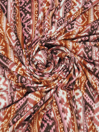 Cinnamon/Flamingo/White/Multi Polyester/Lycra Vertical Folk Stripe Print Double Brushed Knit 58W