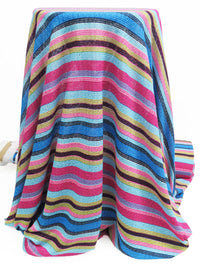 Magenta/Cerulean/Dark Navy/Multi Polyester/Lycra Horizontal Stripe Print Lacy Sweater Knit 52W