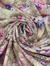 Dark Vanilla/Deep Blue//Pink Lilac/Multi 100% Rayon Floral Print Challis 56W