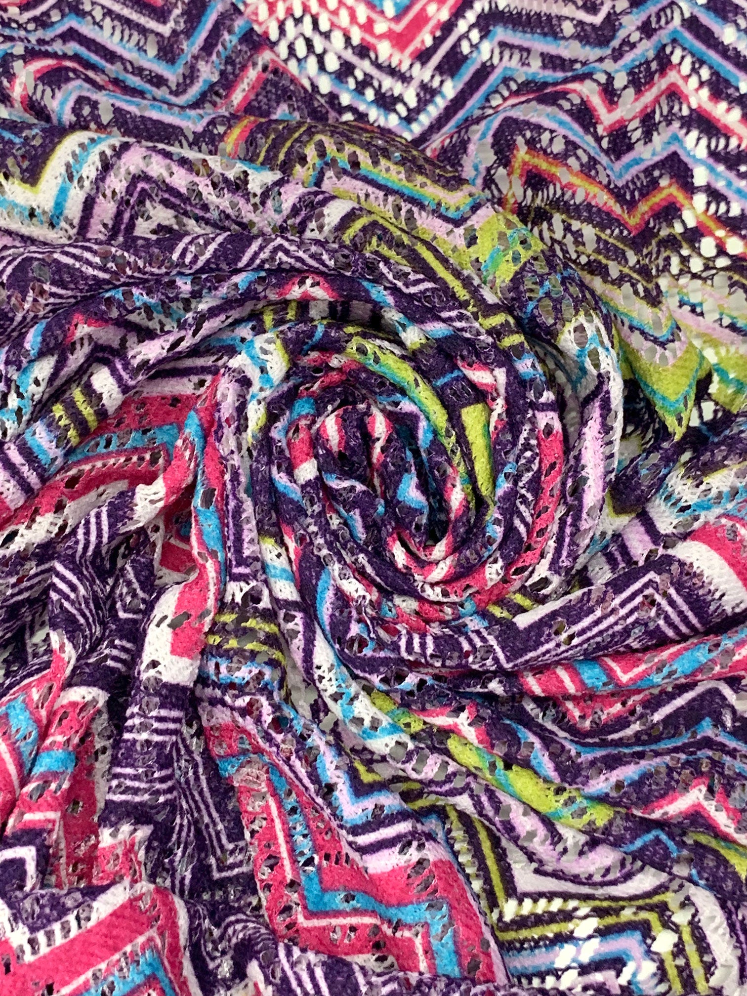 Cerise Pink/Dark Purple/White/Multi 100% Polyester Missoni-Look