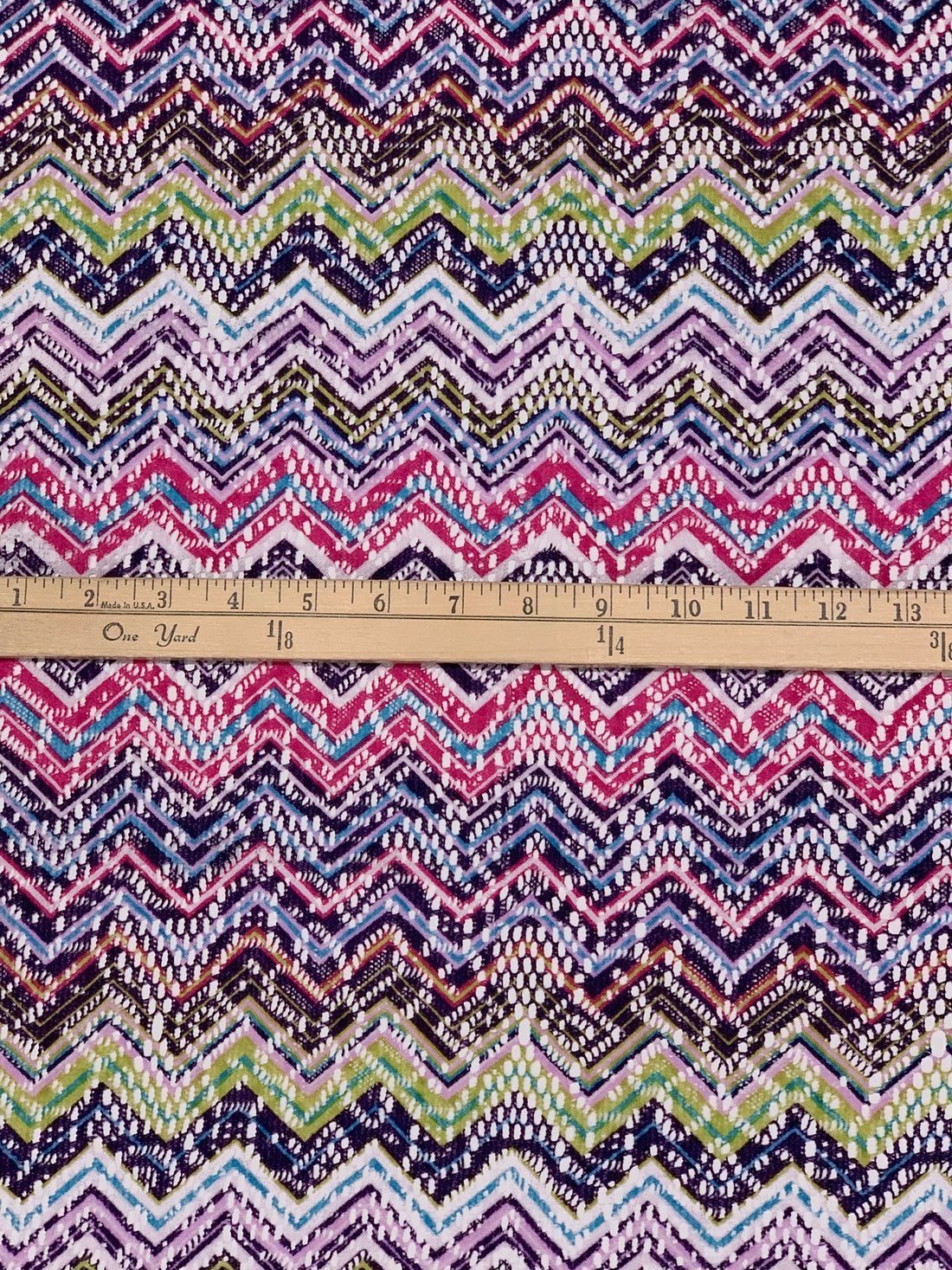 Cerise Pink/Dark Purple/White/Multi 100% Polyester Missoni-Look Chevron Crochet Knit 58W