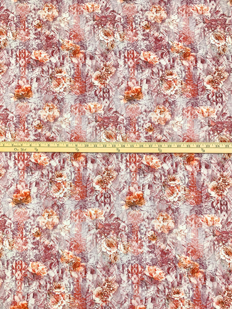 Light Gray/Copper Penny/White/Multi 100% Rayon Geometric Floral Print Challis 58W