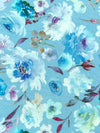 Sky Blue/White/Laurel Green/Multi 100% Rayon Floral Print Challis 60W