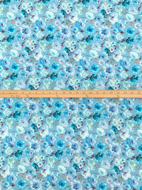 Sky Blue/White/Laurel Green/Multi 100% Rayon Floral Print Challis 60W