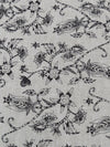 Oyster/Black 100% Linen Floral Print Mid-Weight Woven 60W