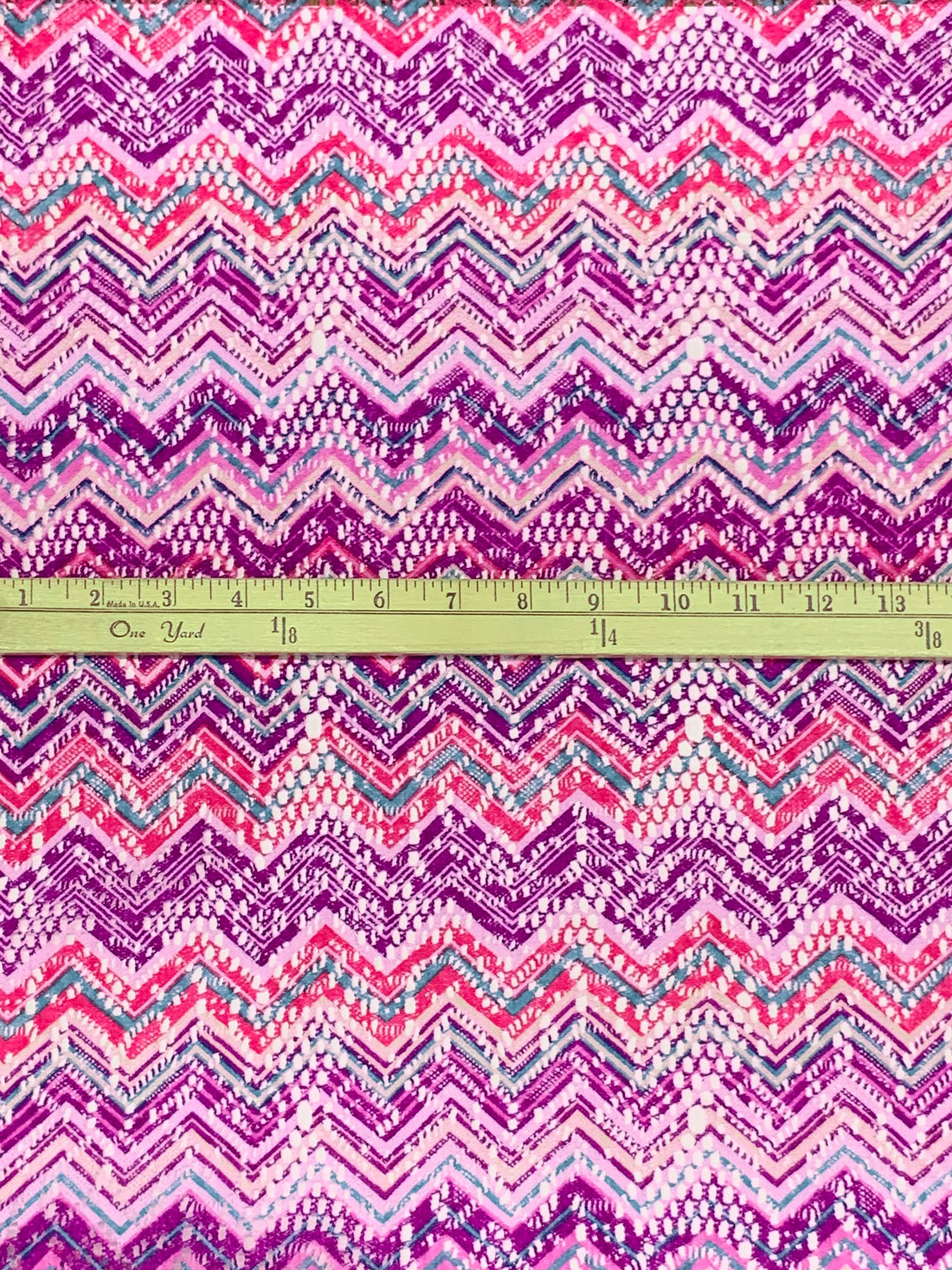 Fandango Purple/Raspberry Pink/Multi 100% Polyester Missoni-Look Chevron Crochet Knit 58W